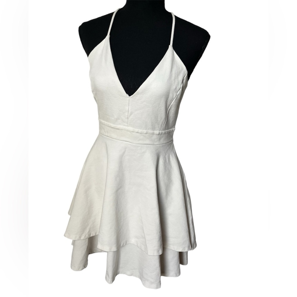 Windsor White Dress with Lace Zip-up Back